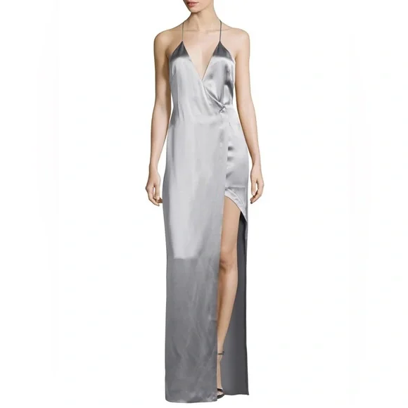 halston heritage satin dress Halston Heritage, Draped satin wrap gown Wedding Dress Save 52%